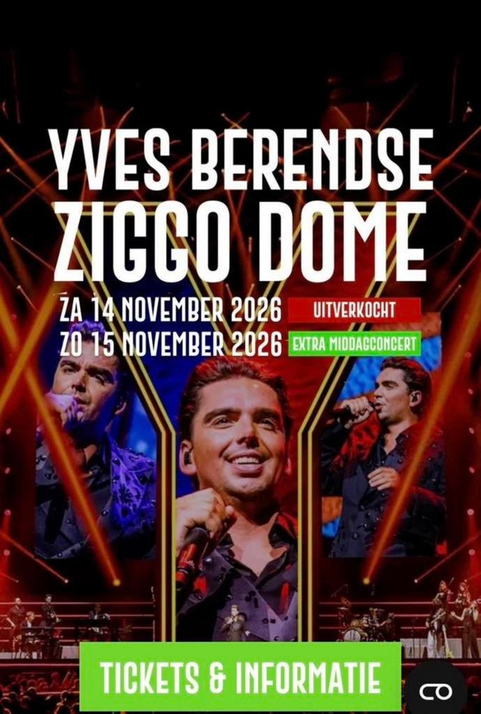 Yves berendse 15 nov middag matinee, Tickets en Kaartjes, Twee personen, November, Levenslied