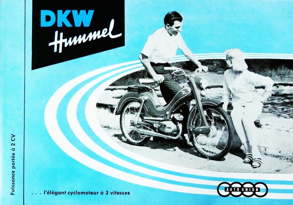 Folder DKW Hummel 3 versnellingen 1956, Fietsen en Brommers, Handleidingen en Instructieboekjes, Zo goed als nieuw, Ophalen of Verzenden