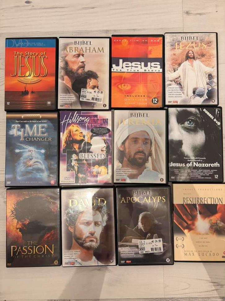 Partij christelijke dvd’s Bijbelfilms & Jezus films 12 stuks, Cd's en Dvd's, Dvd's | Religie en Gospel, Zo goed als nieuw, Alle leeftijden