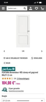 5 nieuwe binnendeuren 88x211,5 stomp pertura 405 wit gegrond, Doe-het-zelf en Verbouw, Deuren en Horren, 80 tot 100 cm, Binnendeur