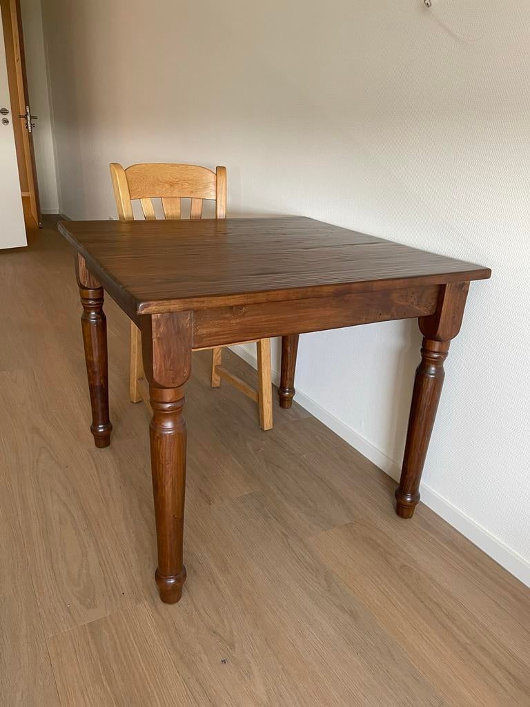Biscottini houten tafel 90x90, Ophalen, 50 tot 100 cm, 50 tot 100 cm, Zo goed als nieuw