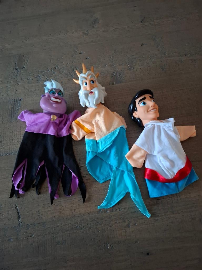 AH Disney - de kleine zeemeermin - handpoppen - set van 3, Ophalen of Verzenden, Zo goed als nieuw, Jongen of Meisje