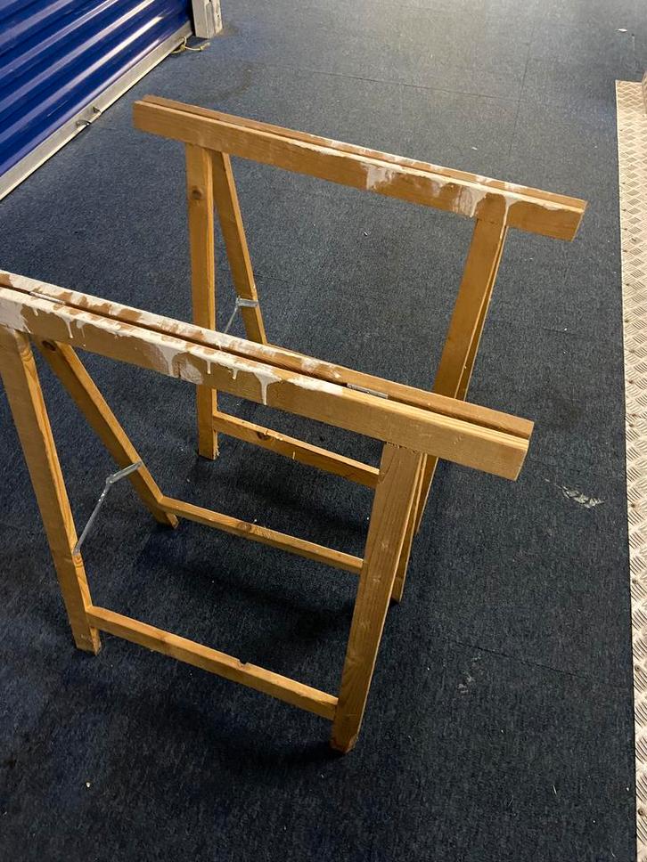 2 stevige houten Schragen / behangtafel / schraag, Doe-het-zelf en Verbouw, Steigers, Zo goed als nieuw, Overige typen, Minder dan 2 meter