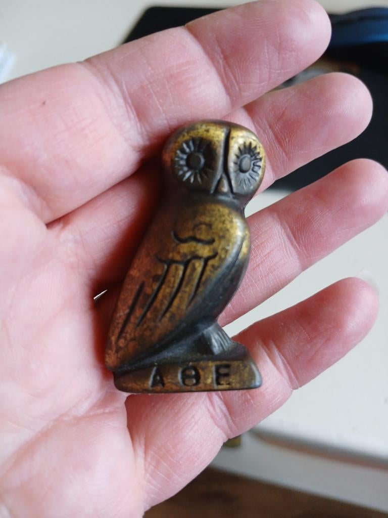 Messing Uiltje - Antiek Decoratief Beeldje 61 gram, Antiek en Kunst, Ophalen
