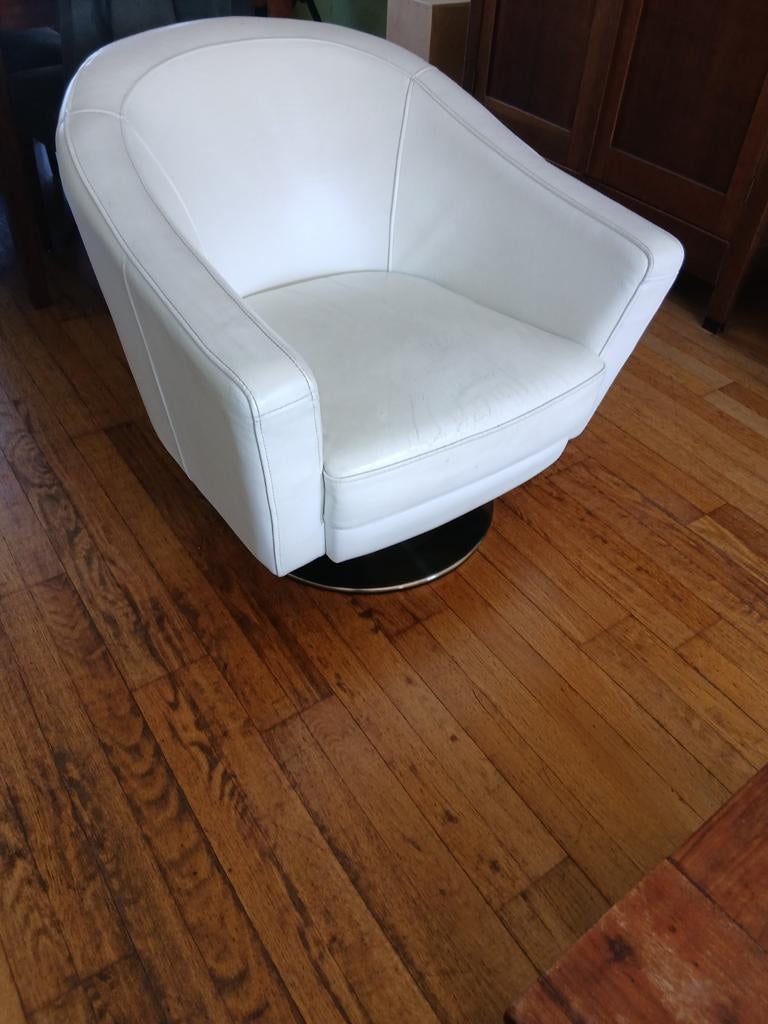 Draaifauteuil fauteuil stoel wit leer leren bekleding KUKA, Huis en Inrichting, Ophalen, Gebruikt, 75 tot 100 cm, Leer