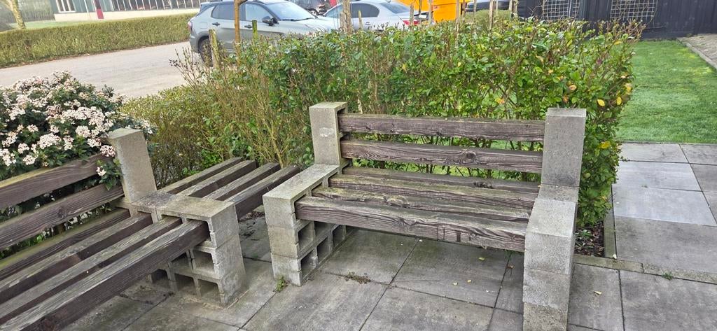 Robuuste Tuinbank van Natuurlijke Materialen, Tuin en Terras, Tuinbanken, Ophalen, Gebruikt, Hout