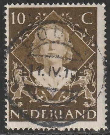 Nederland 1948 506 Inhuldiging Juliana 10c, Gest Gouda, Postzegels en Munten, Postzegels | Nederland, Ophalen of Verzenden, Na 1940