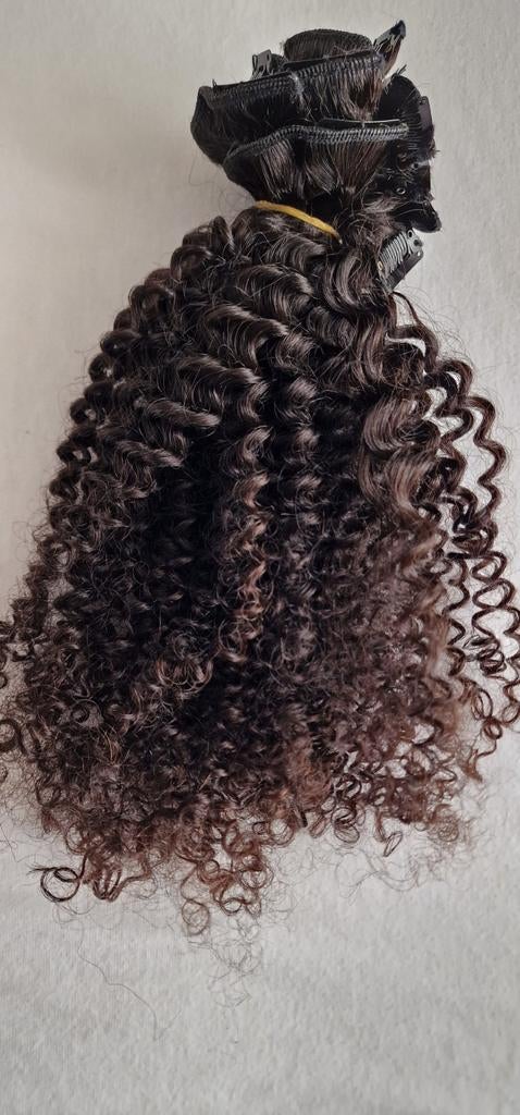 Echt haarextensions met clips - Donkerbruin, Sieraden, Tassen en Uiterlijk, Uiterlijk | Haarverzorging, Ophalen of Verzenden, Nieuw
