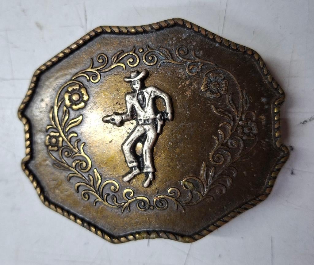 Vintage western cowboy buckle gesp brons kleurig, Kleding | Heren, Riemen en Ceinturen, Losse buckle of gesp, Overige kleuren
