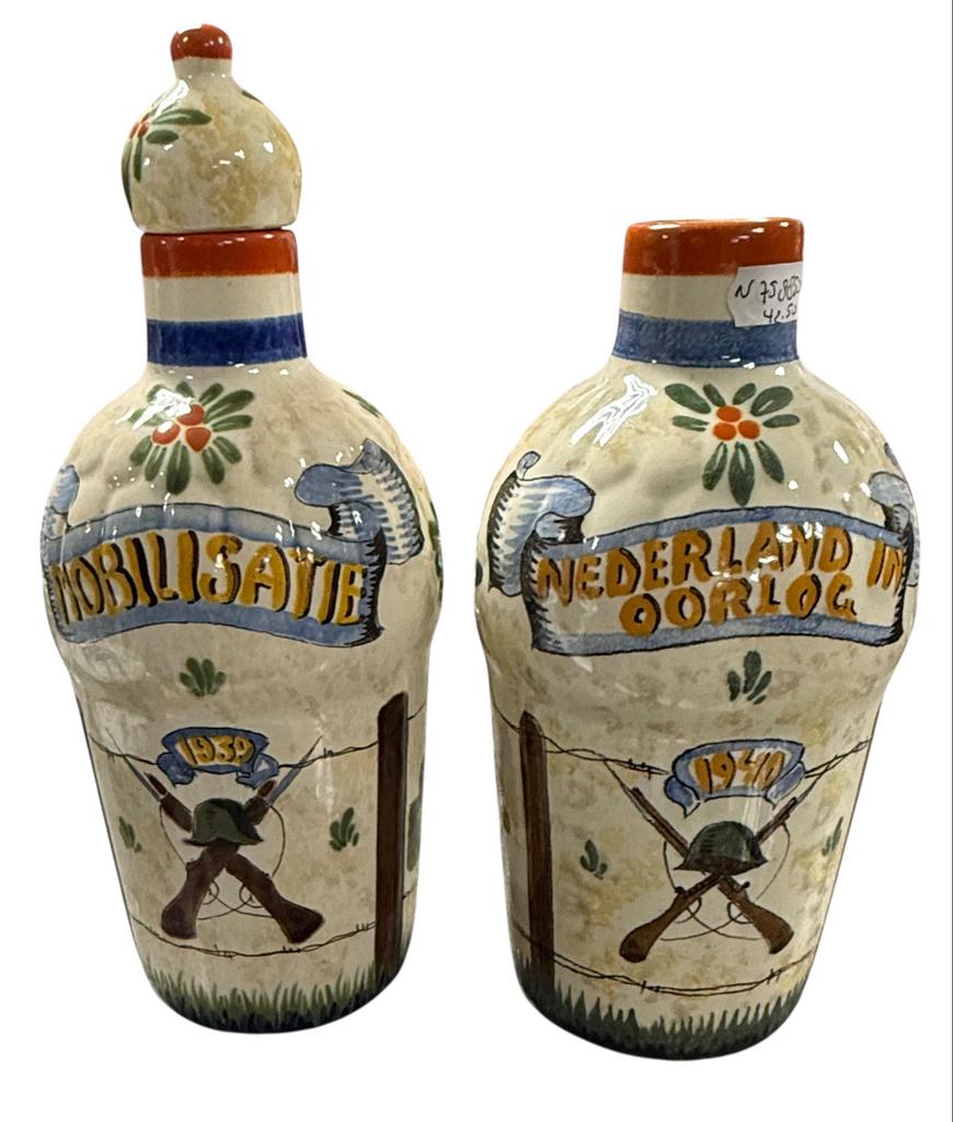 Set van 2 Mobilisatie Kruiken 1939-1940 - Nederland in Oorlo, Ophalen of Verzenden