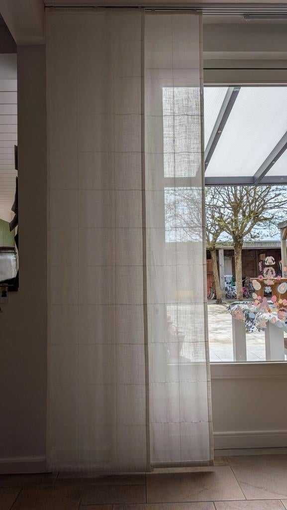 Witte gordijnen met rails - diverse maten, Ophalen, Gebruikt, 200 cm of meer, Wit