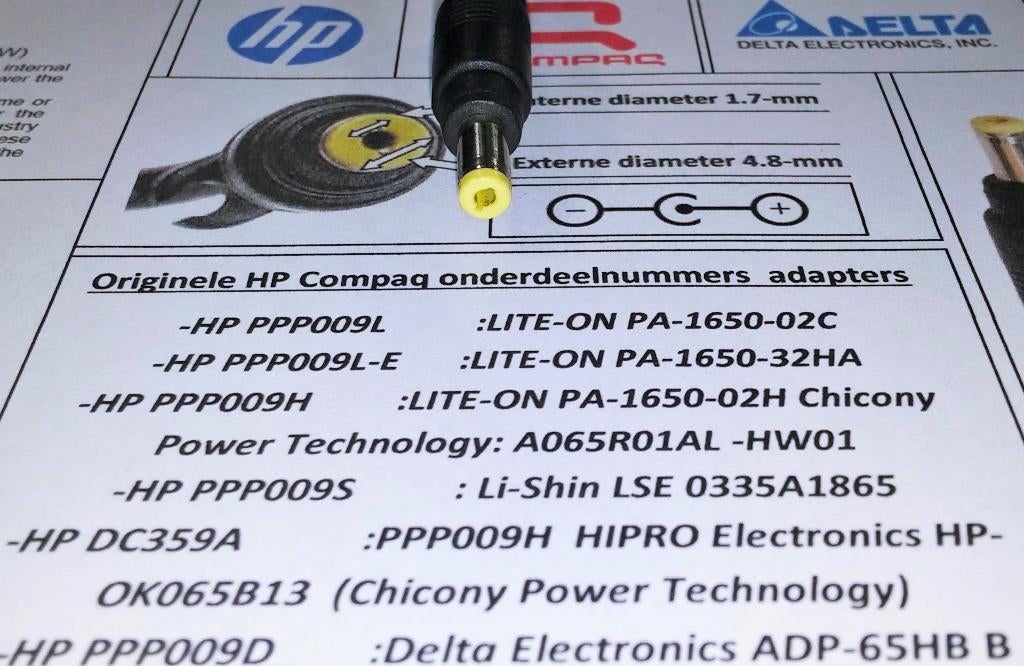 HP Compaq 18.5V 3.5A 65W Adapter 239427-001 4.8x1.7 oplader, Ophalen of Verzenden, Zo goed als nieuw, HP Compaq
