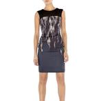 Karen Millen elegante slanke jurk zwart grijs wit dessin 38, Maat 38/40 (M), Overige kleuren, Verzenden, Zo goed als nieuw