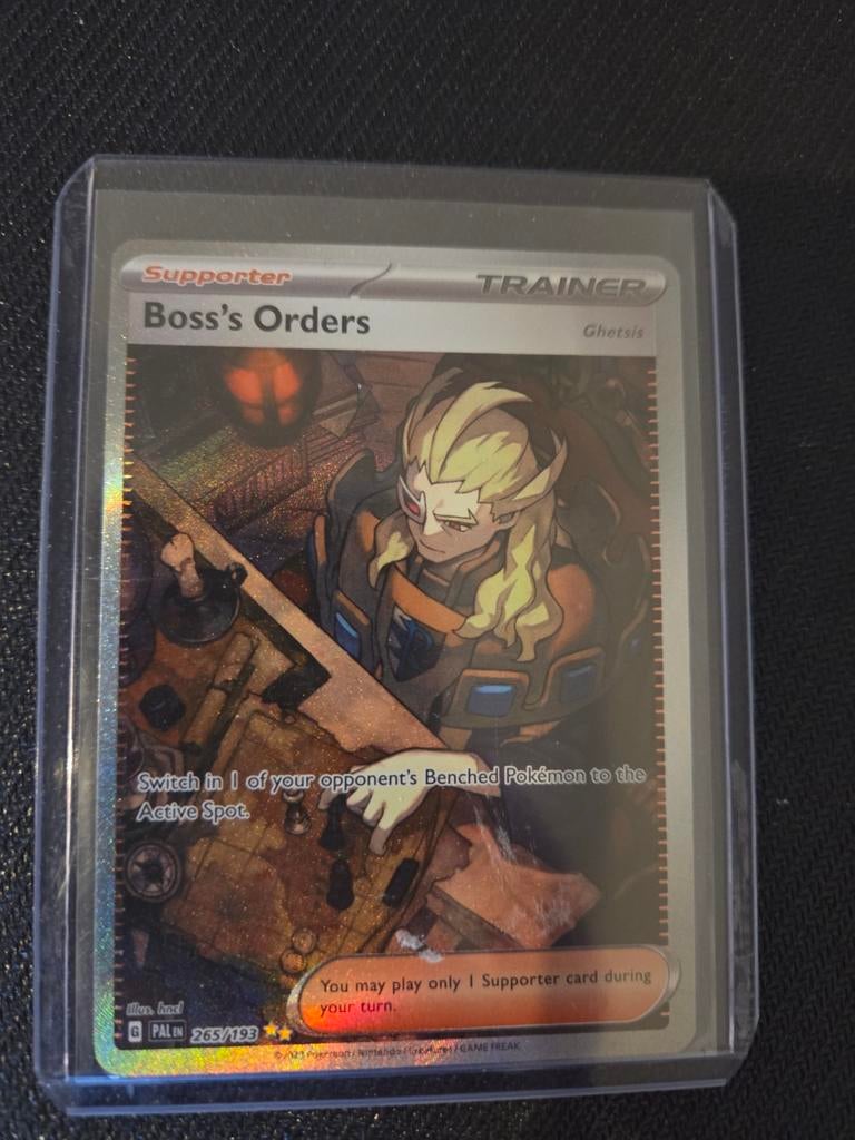 Pokemon TCG: Boss's Orders (Ghetsis) Full Art Trainer Kaart, Ophalen of Verzenden, Zo goed als nieuw, Losse kaart, Foil