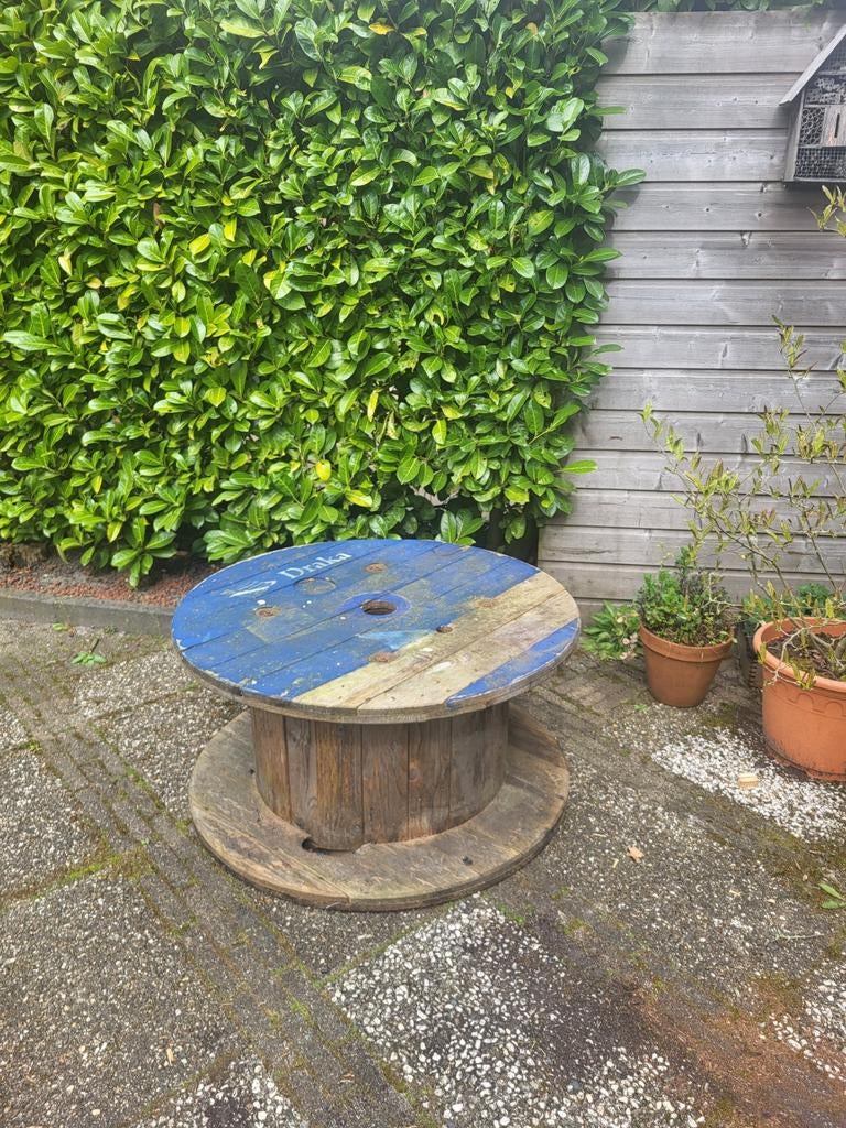 Haspel / Tuintafel - Robuust en sfeervol, Tuin en Terras, Tuintafels, Ophalen, Gebruikt, Rond, Hout