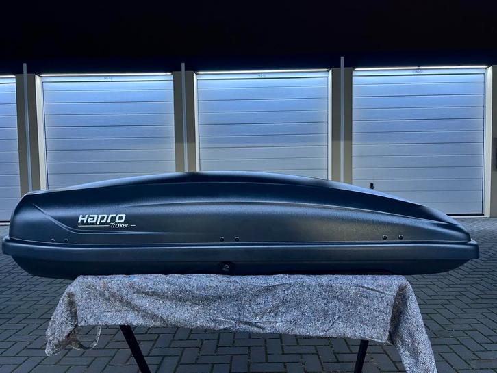 Dakkoffer/Skibox Hapro Traxer 6.1 Mat Zwart NETJES !!, Auto diversen, Dakkoffers, Zo goed als nieuw, Ophalen of Verzenden