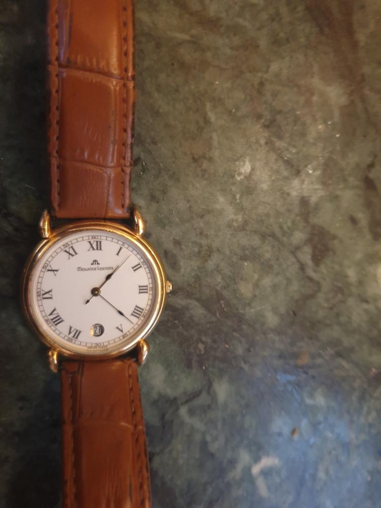 Maurice Lacroix horloge met leren band, Ophalen of Verzenden
