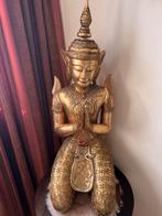 Boeddha beeld goudkleurig met ingelegde glazen edelsteentjes, Ophalen, Gebruikt