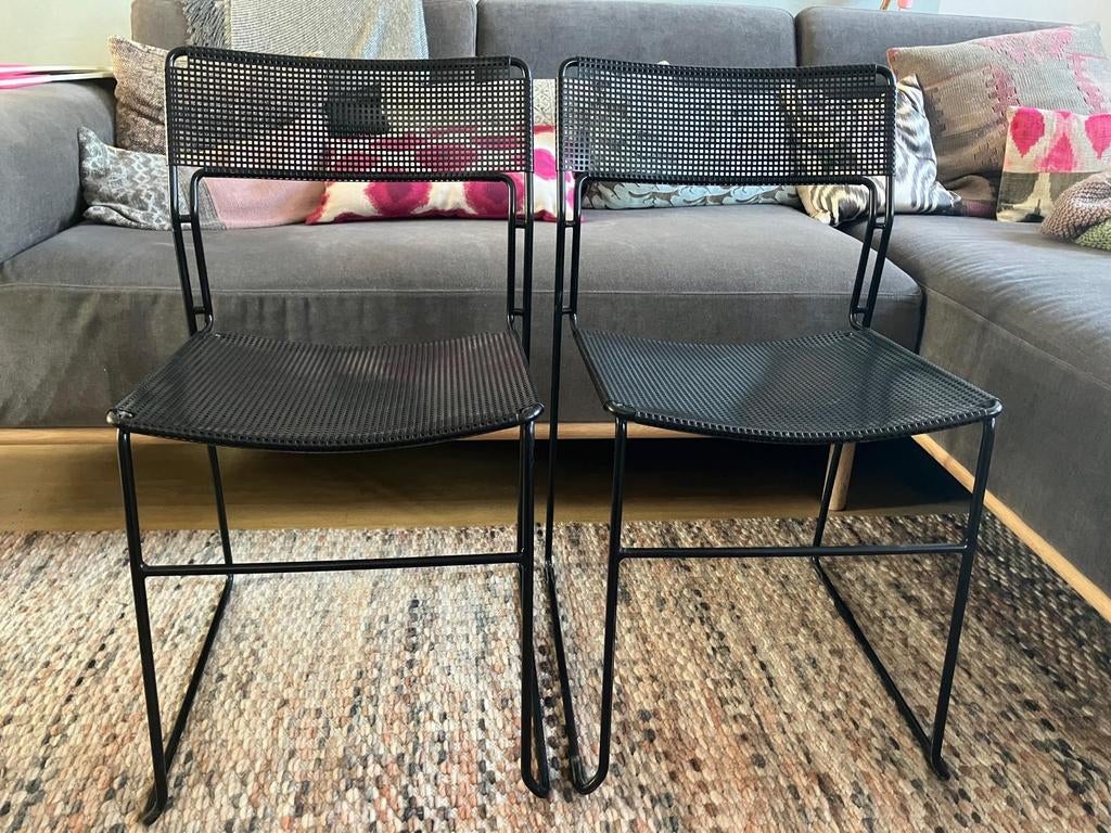 Set vintage Arrben Italy Sultana stapelbare eetkamerstoelen, Ophalen, Gebruikt, Twee, Zwart