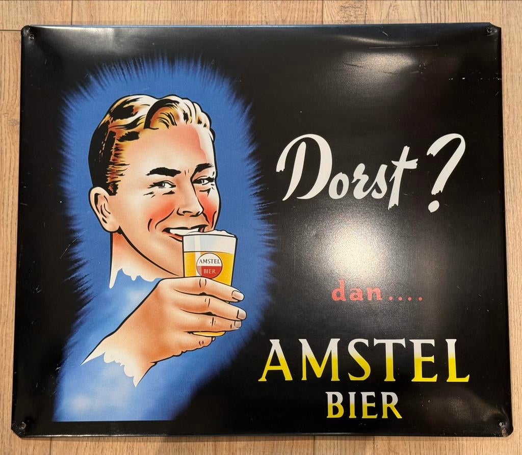 4 vintage tinnen bierborden: Duvel, Grolsch, De Koninck, Ophalen of Verzenden