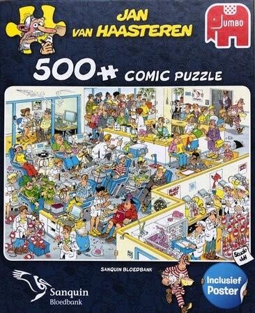 Jan van Haasteren puzzel puzzle Sanquin Bloedbank 500, Ophalen of Verzenden, 500 t/m 1500 stukjes, Zo goed als nieuw
