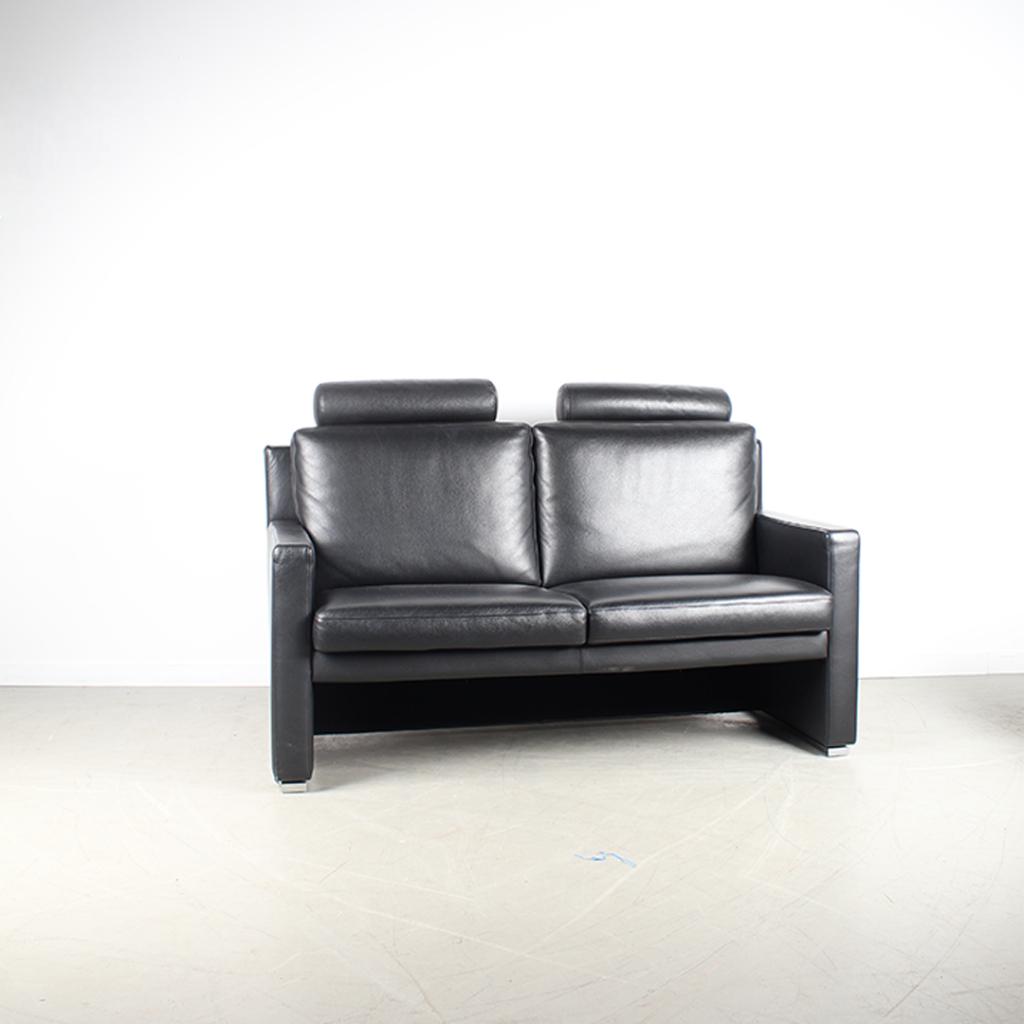 1x Leolux Timandra Bank 2-zits/148cm Leder – Zwart, Huis en Inrichting, Niet ingevuld, Niet ingevuld, Tweepersoons, Leer