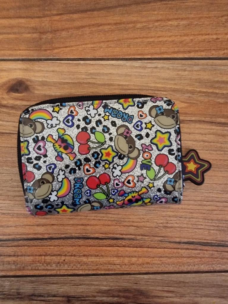 Leuke glitter portemonnee met aapjes en kersen, Ophalen, Gebruikt, Overige kleuren, Overige merken