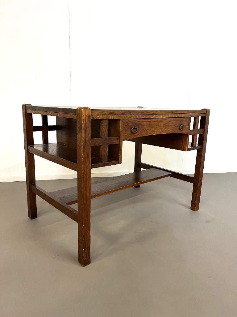 Antiek Arts and Crafts eiken bureau Bourn-Hadley, VS, 1920, Ophalen