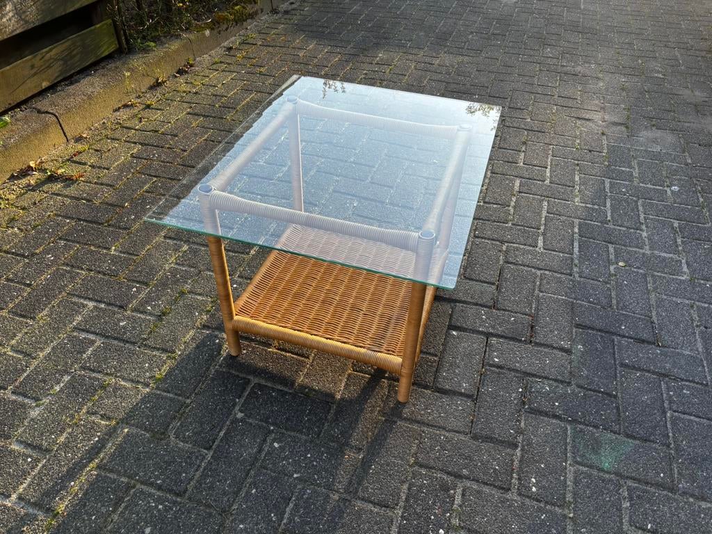 Rotan Salon Tafel, Ophalen, 50 tot 100 cm, Vierkant, Zo goed als nieuw