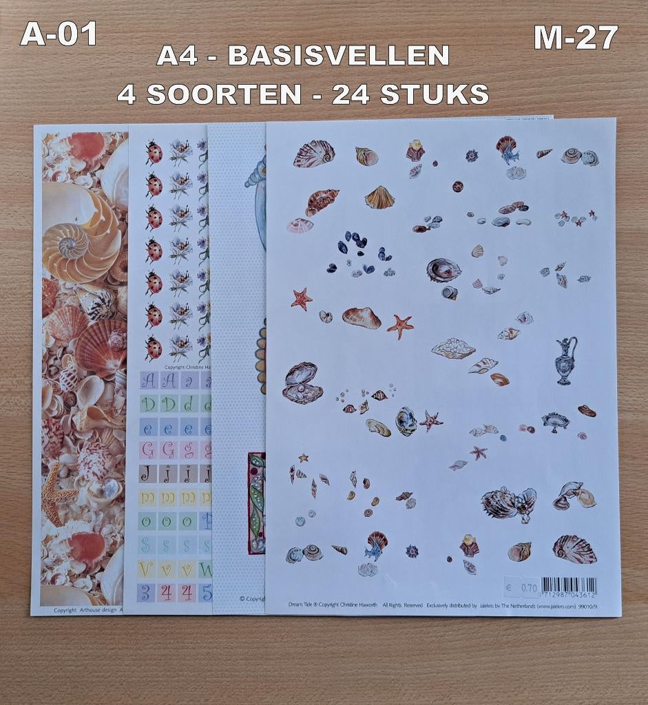 A4...BASISVELLEN 50 SOORTEN - 290 VELLEN, Hobby en Vrije tijd, Kaarten | Zelf maken, Ophalen of Verzenden, Nieuw, Overige thema's