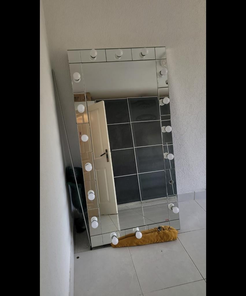 Hollywood spiegel met verlichting, Gebruikt, Ophalen of Verzenden, 150 tot 200 cm, Rechthoekig