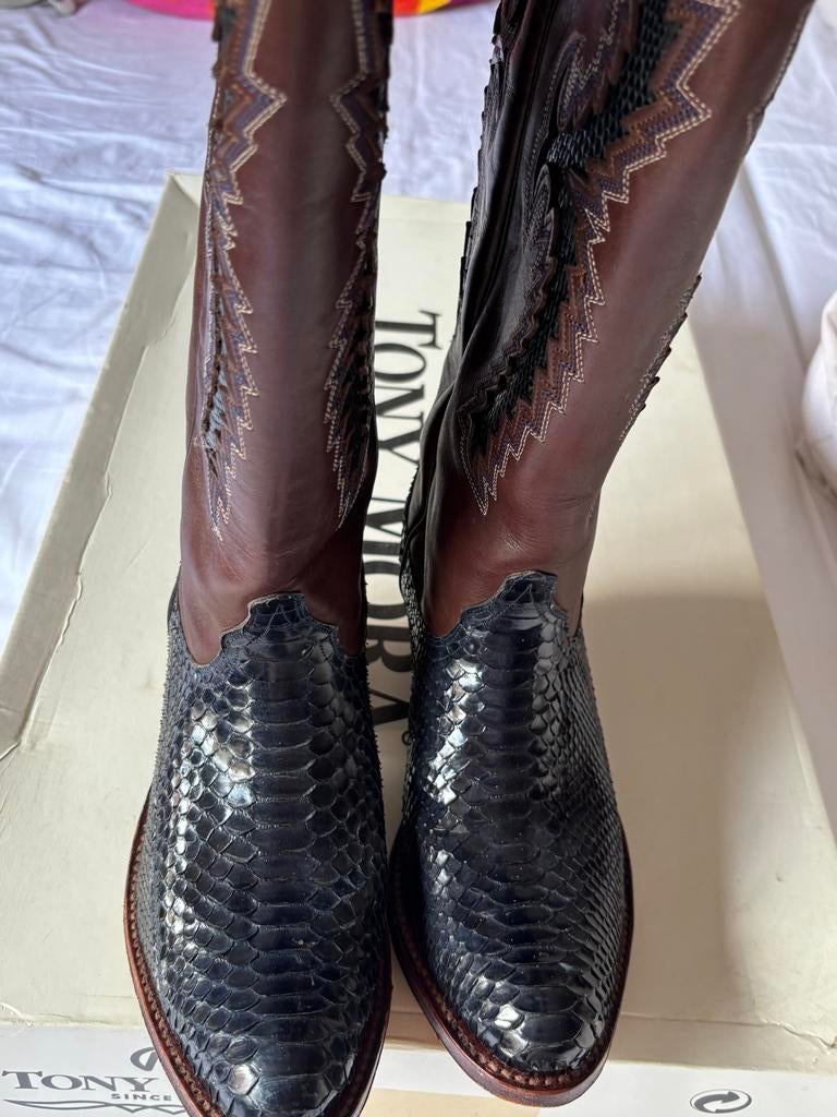 Tony Mora Cowboy Laarzen Leer Crocomotief Maat 37, Verzenden, Zo goed als nieuw, Bruin, Hoge laarzen