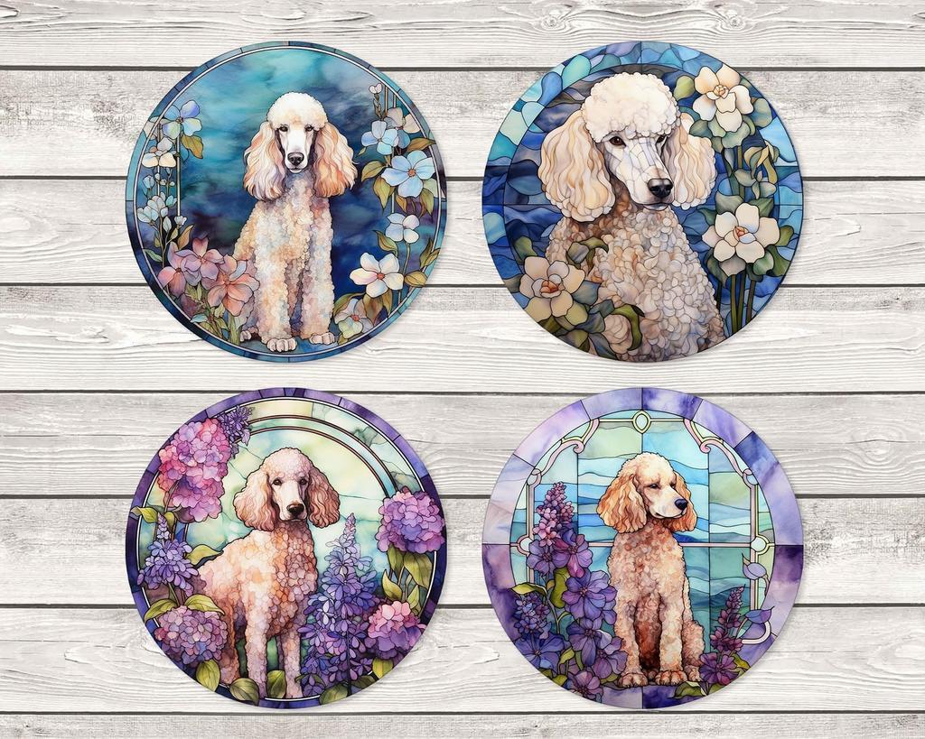 Poedel Glas in Lood onderzetters met houder rond, Ophalen of Verzenden, Nieuw, Glas of Kopje