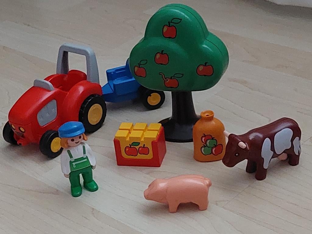 Playmobil 123 Appeloogst, Boerin met tractor, dieren, appels, Ophalen of Verzenden, Gebruikt