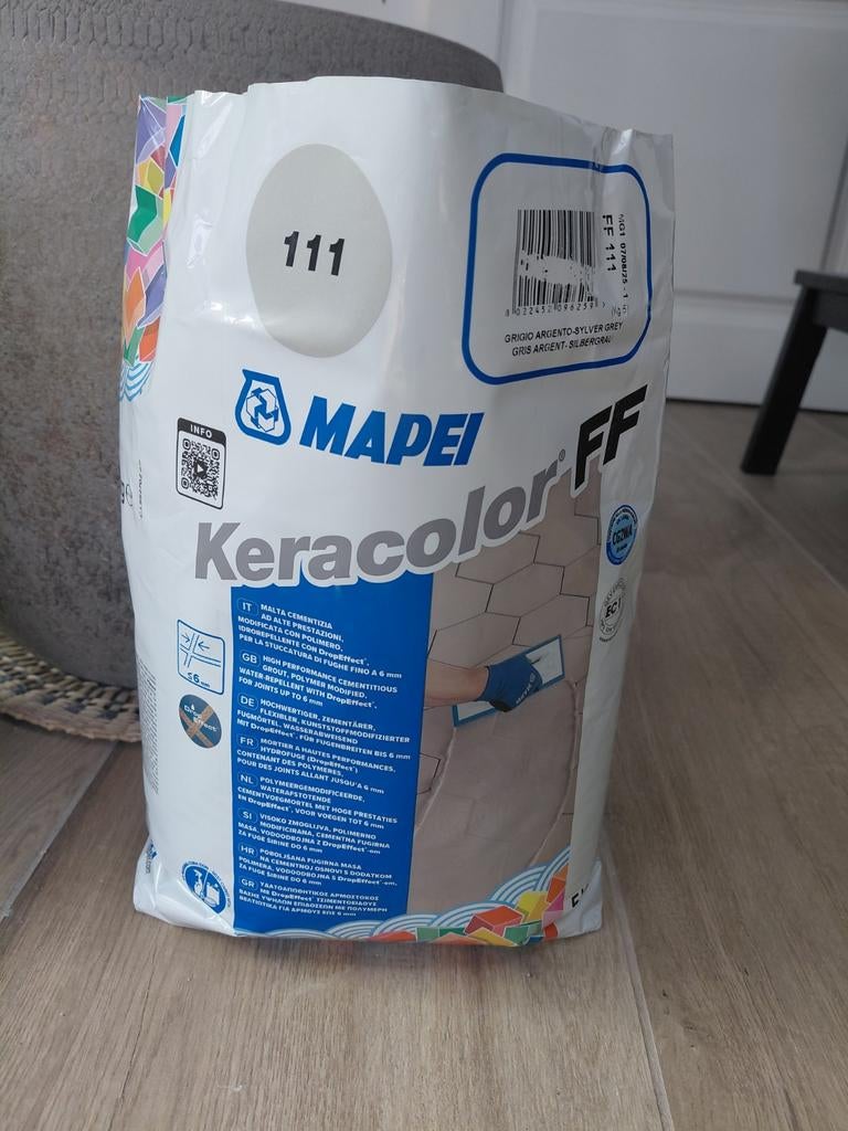 Zilvergrijs voegmortel Mapei Keracolor FF 5kg, Ophalen