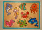 Vissen nopjes puzzel hout kind, 10 tot 50 stukjes, Ophalen of Verzenden, Zo goed als nieuw, Van hout