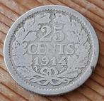 Nederland 25 cent 1914 (lot 3), Zilver, 25 cent, Ophalen of Verzenden, Koningin Wilhelmina