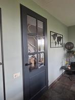 Massief MDF Antraciet Deur met Zes-ruits Facet Glas, Doe-het-zelf en Verbouw, Deuren en Horren, Ophalen, Gebruikt, 80 tot 100 cm