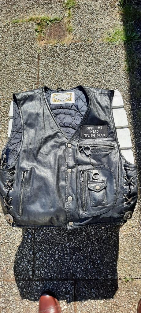 Leren motorvest met patches - 'Intruder' design, Overige typen, Ophalen of Verzenden, Tweedehands, Heren