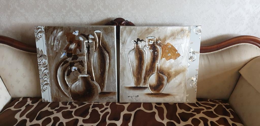 Tweeluik,  olieverf op doek, Ophalen of Verzenden