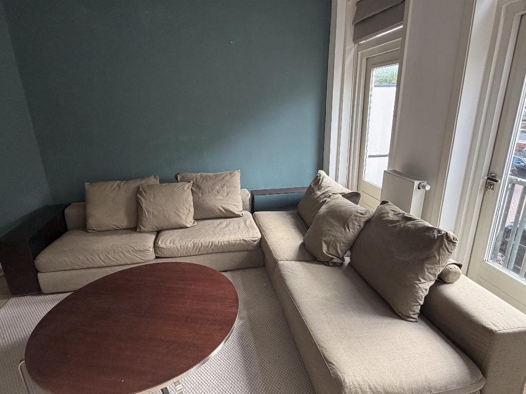 Flexform designbank stoffen bekleding, Huis en Inrichting, Banken | Bankstellen, Gebruikt, Hoekbank, Vierpersoons of meer, 300 cm of meer