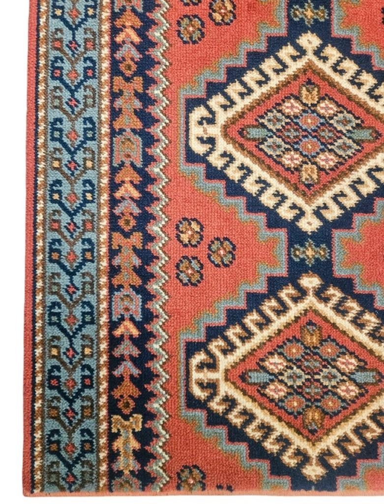 Vintage oosters wol Kazak vloerkleed loper Pink 71x337cm, Crème, Gebruikt, Onbekend, Onbekend