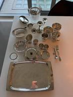 Verzilverd servies, theelepeltjes, rammelaar, kandelaar etc, Antiek en Kunst, Antiek | Goud en Zilver, Ophalen of Verzenden, Zilver