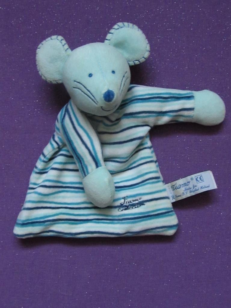 TIAMO COLLECTION Knuffeldoekje MUIS MIKE. 22 CM **Als Nieuw*, Muis, Blauw, Ophalen of Verzenden, Tiamo