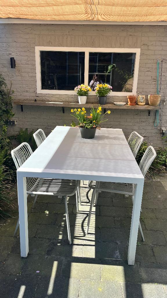 Moderne tuintafel white truffle, light gray., Ophalen, Gebruikt, Rechthoekig, Aluminium