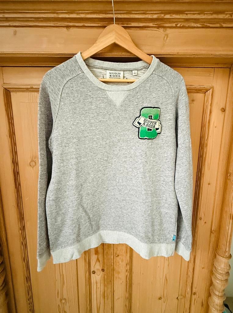 Mooie grijze Scotch & Soda sweater met opdruk 176, Ophalen of Verzenden, Zo goed als nieuw, Jongen, Trui of Vest