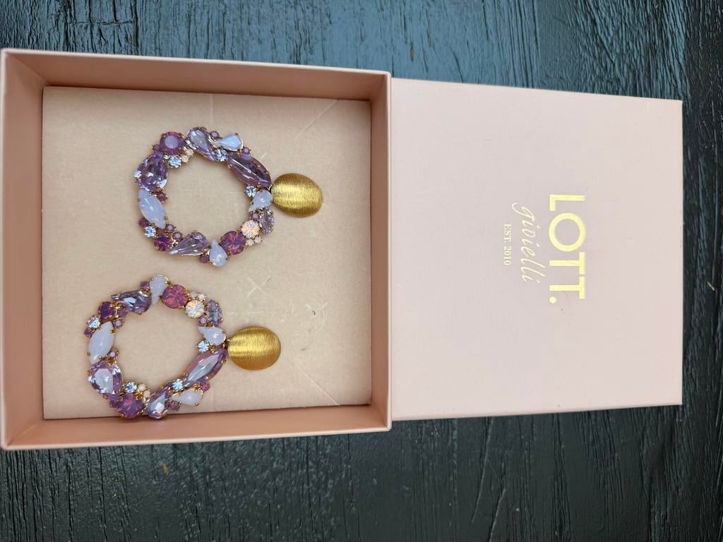 Lott Gioielli Oorbellen met Kristallen - Paars/Goud, Sieraden, Tassen en Uiterlijk, Oorbellen, Met kristal, Overige materialen