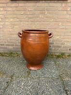 Bloempot (groot en bruin), Gebruikt, Rond, Tuin, Aardewerk