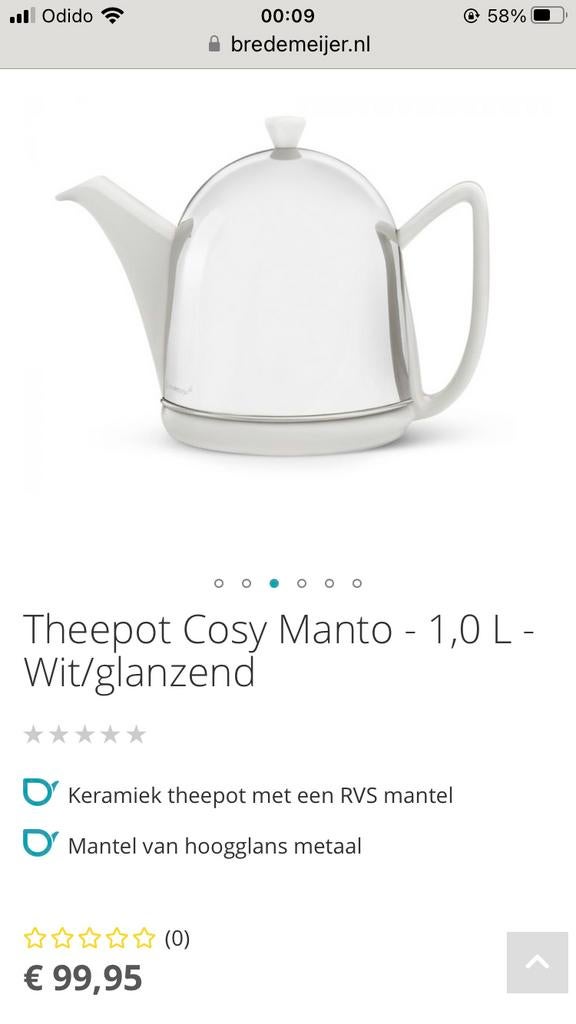 Nieuwe Bredemeier theepot Cosy Manto 1L, Ophalen of Verzenden, Nieuw