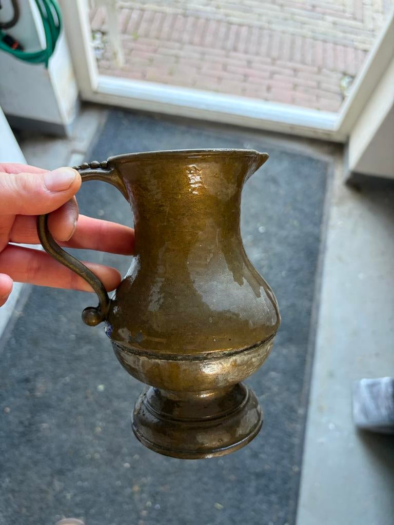 Kleine bronzen vaas met handvat, Antiek en Kunst, Antiek | Vazen, Ophalen